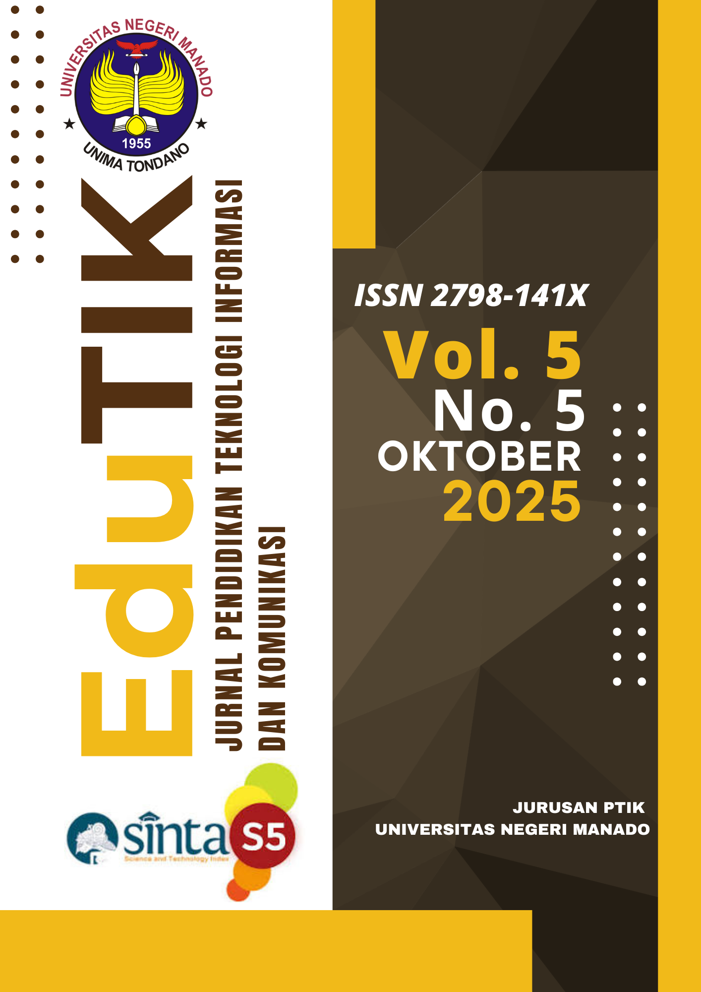 					View Vol. 5 No. 5 (2025): EduTIK : Oktober 2025
				